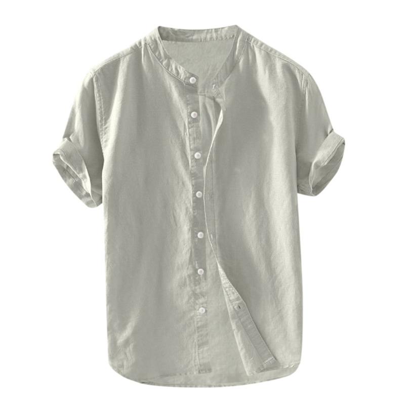

Men' Shirts Baggy Short Sleeve Button Retro Tops Blouse