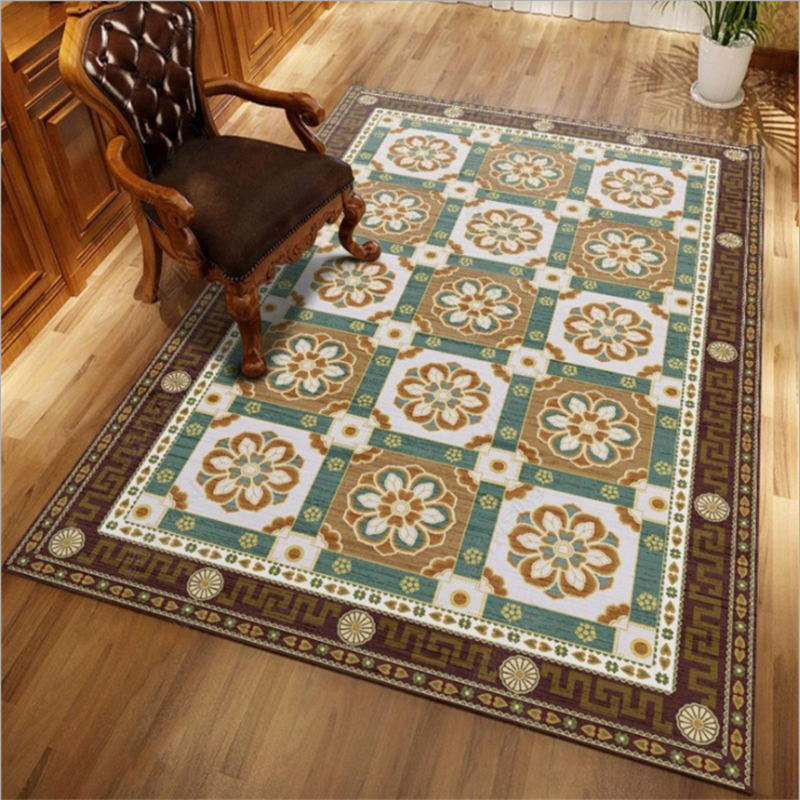 

Area Rug for Living Room Chinese Style Geometric Flower Pattern Carpet Christmas Rug Floor Mat Living Room Table Accessories