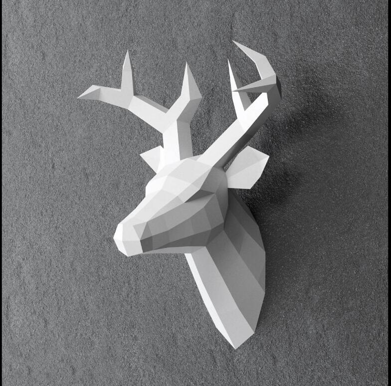 60cm high hand made diy paper deer Novelty Items wall hanging deers head sculpture home decoration living room craft marine animal-image-552101822