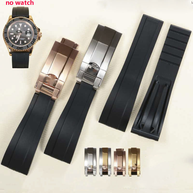 

20mm Watch Accessories Nature Silicone Rubber Watchband Man Watch Band For Rolex Strap Submariner GMT OYSTER Bracelet