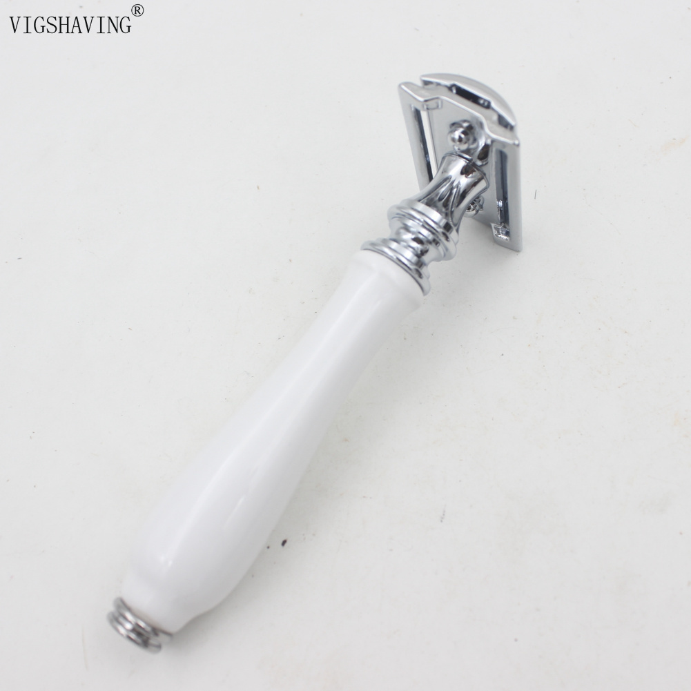 

Vigshaving Ceramics Handle Double Edge Safety Razor Barber Shaving Razor Gifts For Men J190718