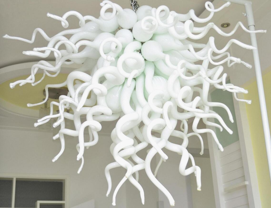 

white blown murano glass chandelier modern art deco led light source glass pendant lamps for home decor modern led celing light