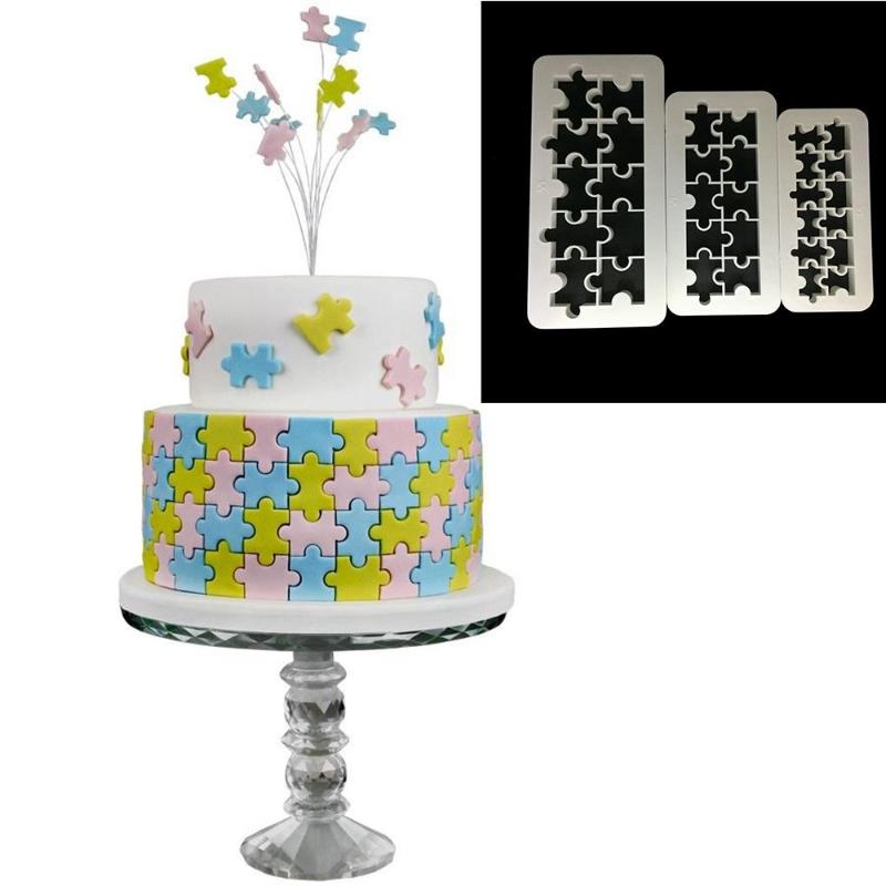 

3 pcs Geometry Puzzle Shaped Biscuit cookie cutter cake mold Dessert Fondant cake decorating tools Baking Moulds