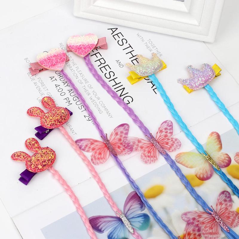 

2020 Girls Cute Wig Cartoon Butterfly Children Hair Clips Sweet Princess Barrettes Hairpins For Kids Fashion Hair Accessories