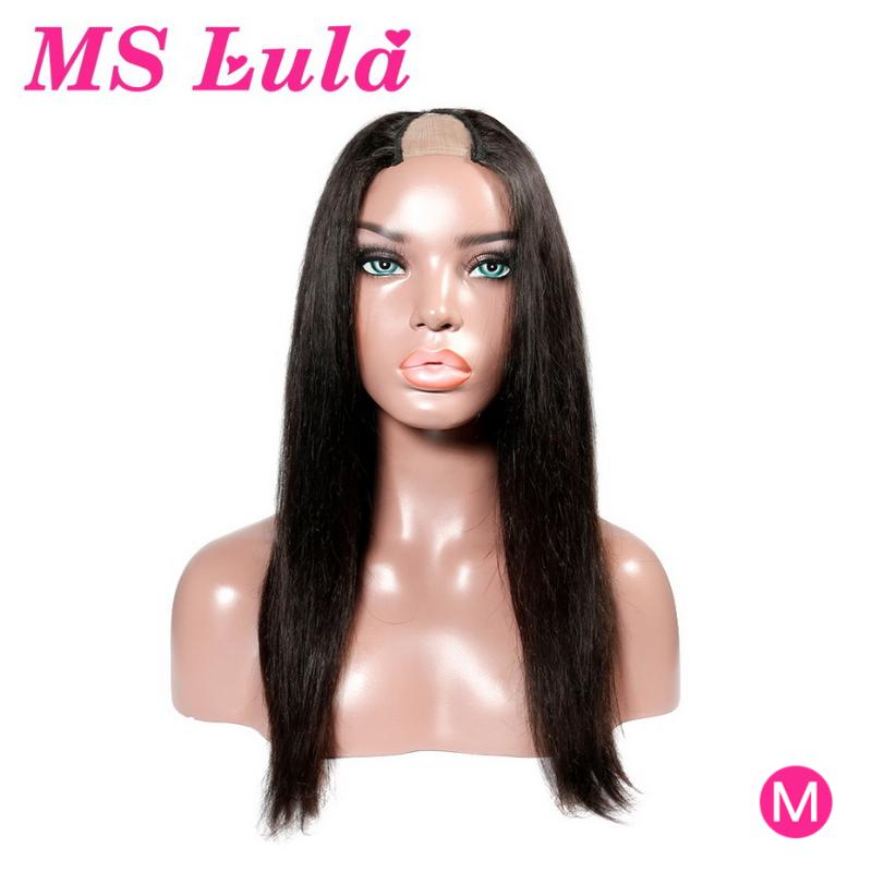 

U-Part Wigs Brazilian Silky Straight Natural Hairline MS Lula Bleached Knots 150% Density Remy Human Hair Glueless Wig For Women, As pic