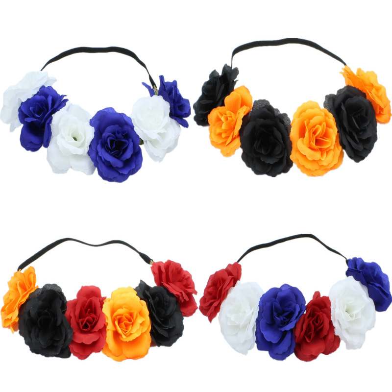Halloween pelo clip Gothic rosa negra damas accesorio pelo joyas flor Black