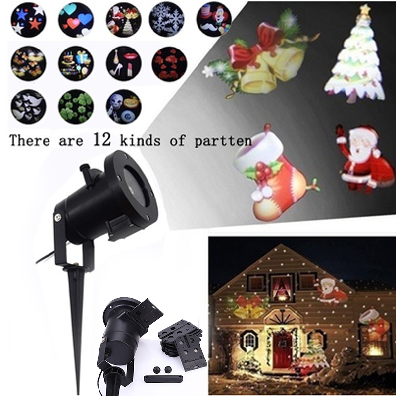 

12 Pattern Waterproof Christmas Lawn Light Spotlight Red Green Laser LED Projection Lamp