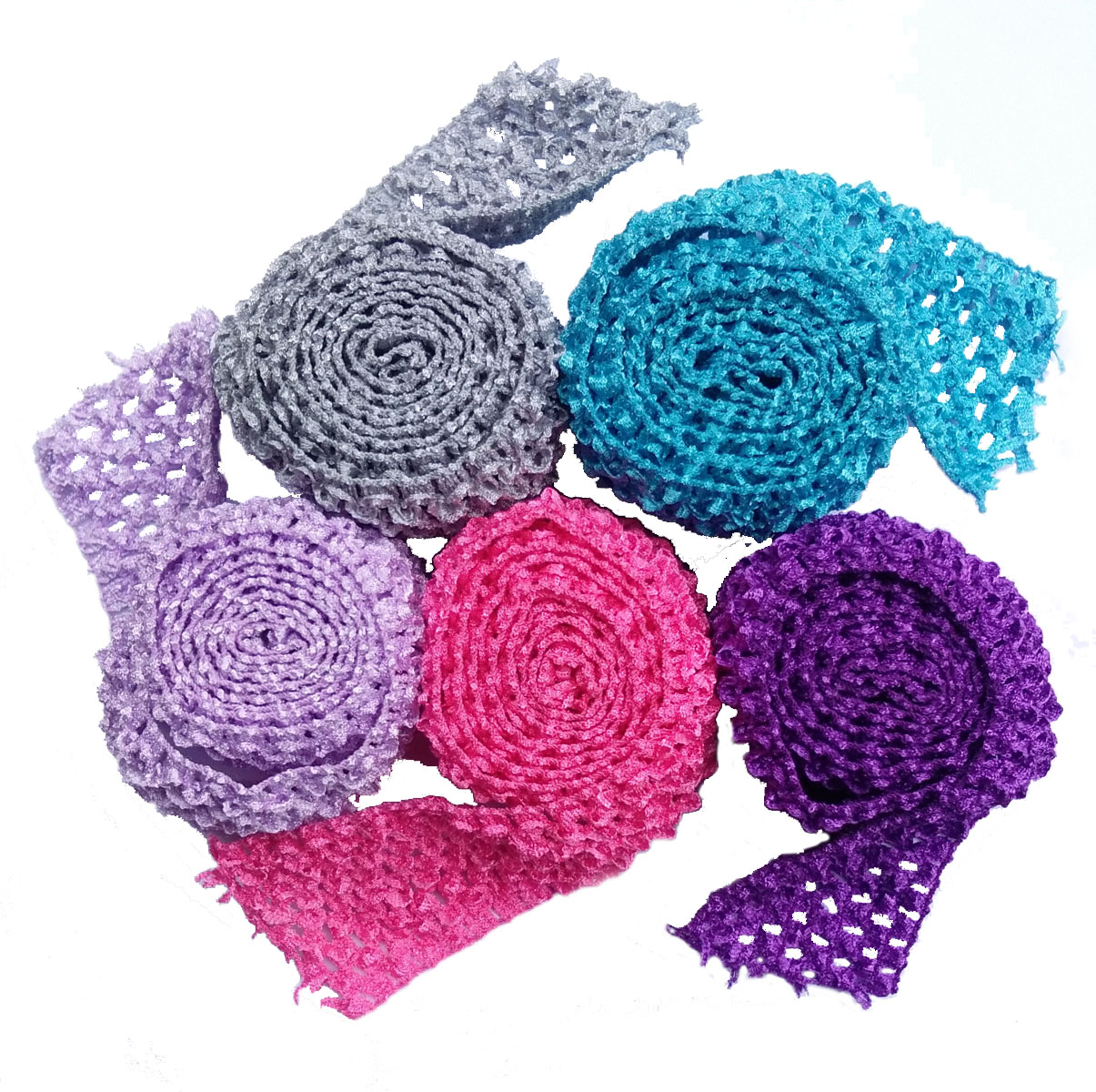 

2.75" Crochet Band Trim Ribbon Rolls Boutique For Baby Girl Tutu Skirt Waistband by Meters Girls Flower Headbands DIY Craft Tutu Supply, Slivery;white