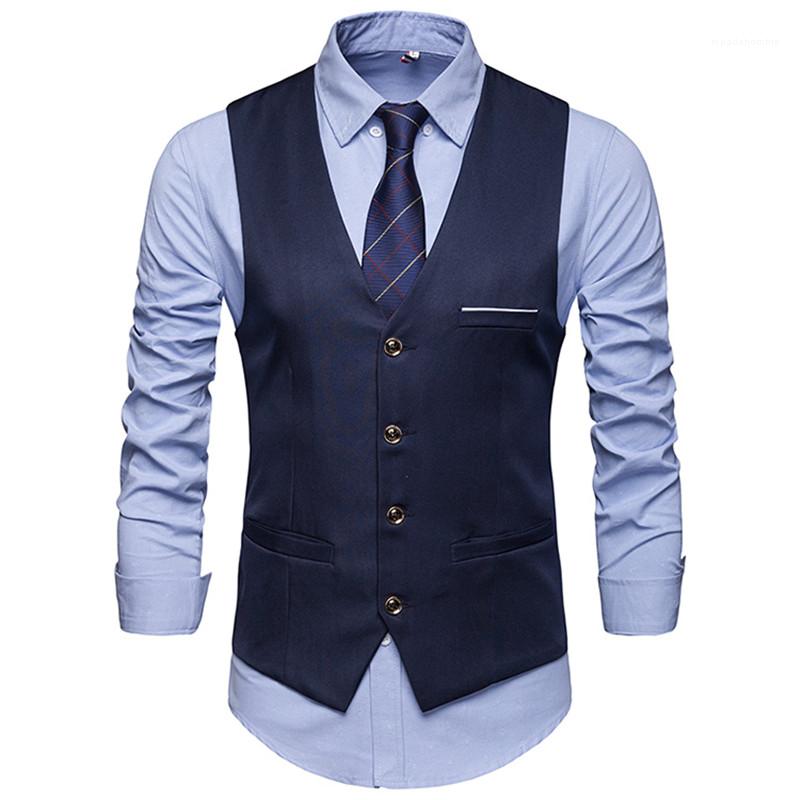 Vest Casual V Neck Pocket Vest Mens Clothes British Style Designer Mens Vests Natural Color Fashion Slim