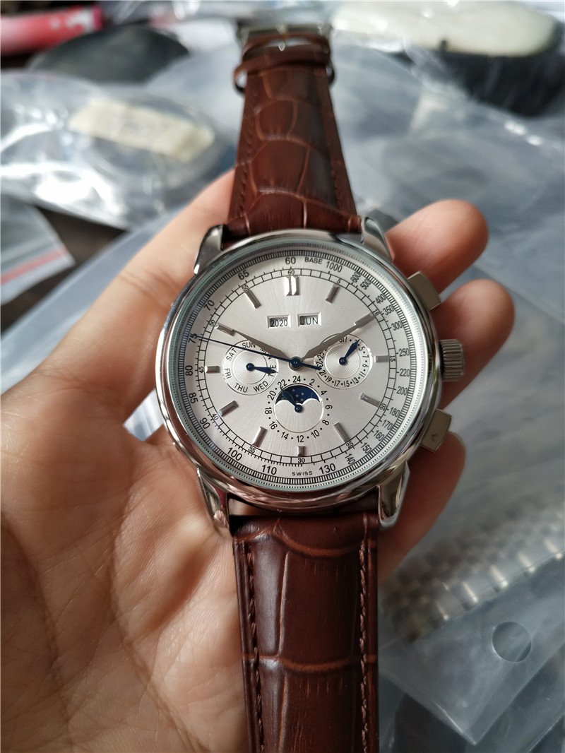 

High quality top Sell watch Male watch automatic movement stainless steel wristwatch leathe strap Transparent Glass Back 012, Black leather