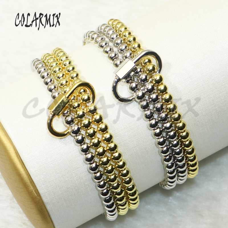 

Link, Chain 5pcs 3 Beaded Bracelets 0 Shape Lock Charm Bracelet Carabiner Fashion Jewelry Accessories Gift For Women 50654