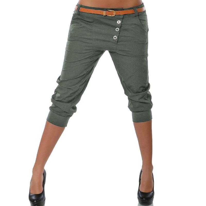 

2020 Women Pencil Pant Fashion Solid Color Skinny Calf Length Pants Casual Stretch 3/4 Trousers Summer Female Capris, Black