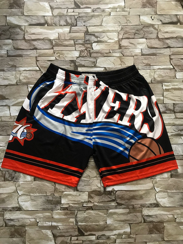 

Philadelphia 76ers'MEN PANTS mitchell&ness Big Face Black pocket Shorts S-2XL