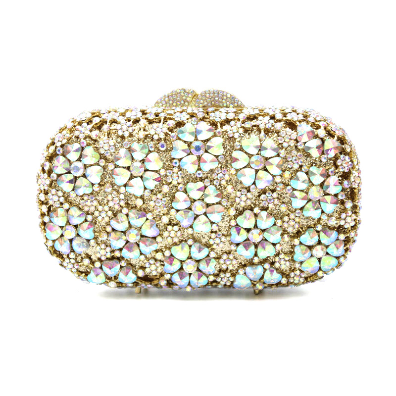 

XIYUAN Fashion Women's bags & Hollow Crystal Flower Clutch Bags for Ladies Purse Wedding Bridal Evening Party shoulder Bag, Color same picture
