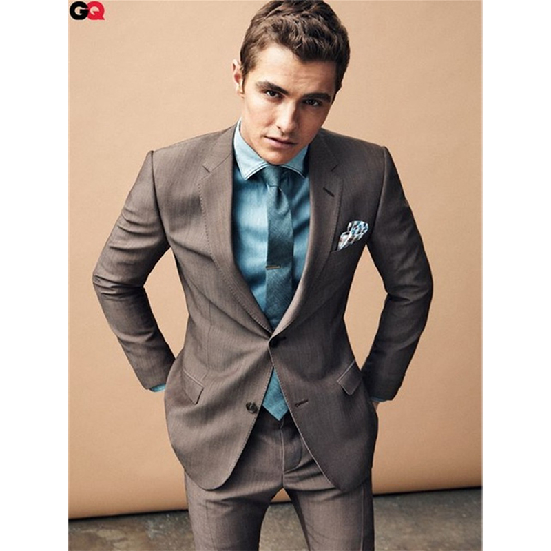 

2020 Brown Mens Wedding Prom Party Suits Custom Made Slim Fit 2 Pieces Groom Tuxedos Casual Blazer Terno (Jacket+Pants