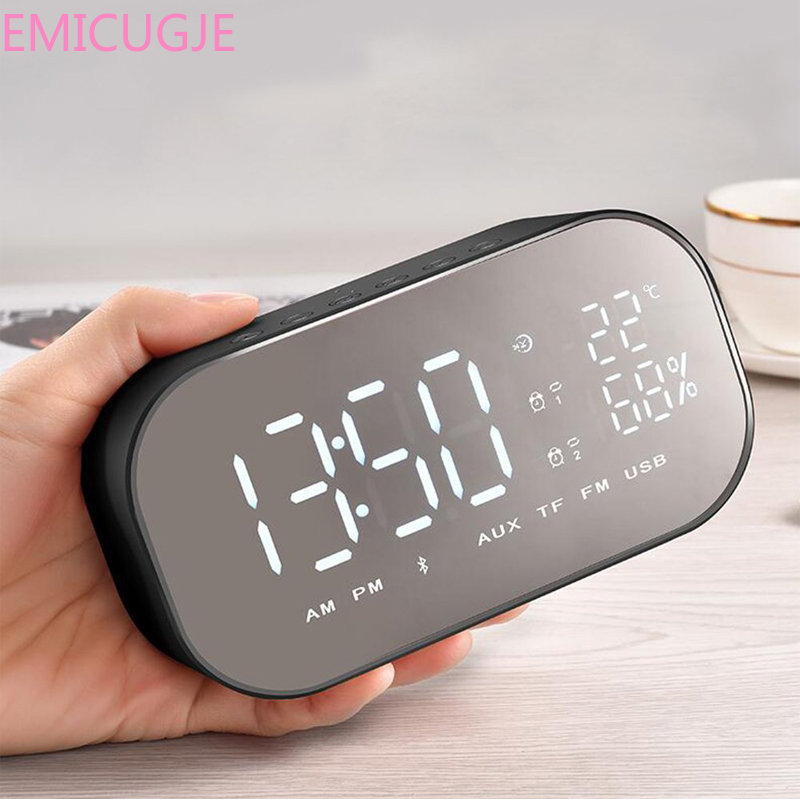 

TF USB Music Player Wireless for Office Bedroom EAAGD LED Alarm Clock with FM Radio Wireless Bluetooth Speaker Support Aux