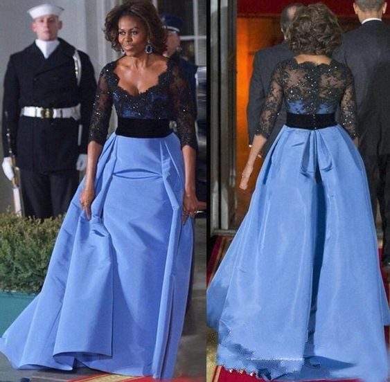 

Black And Blue Lace Mother Of The Bride Dresses Evening Gowns 2020 Sweetheart 3/4 Illusion Long Sleeves Layers Skirt Beaded Groom Dress