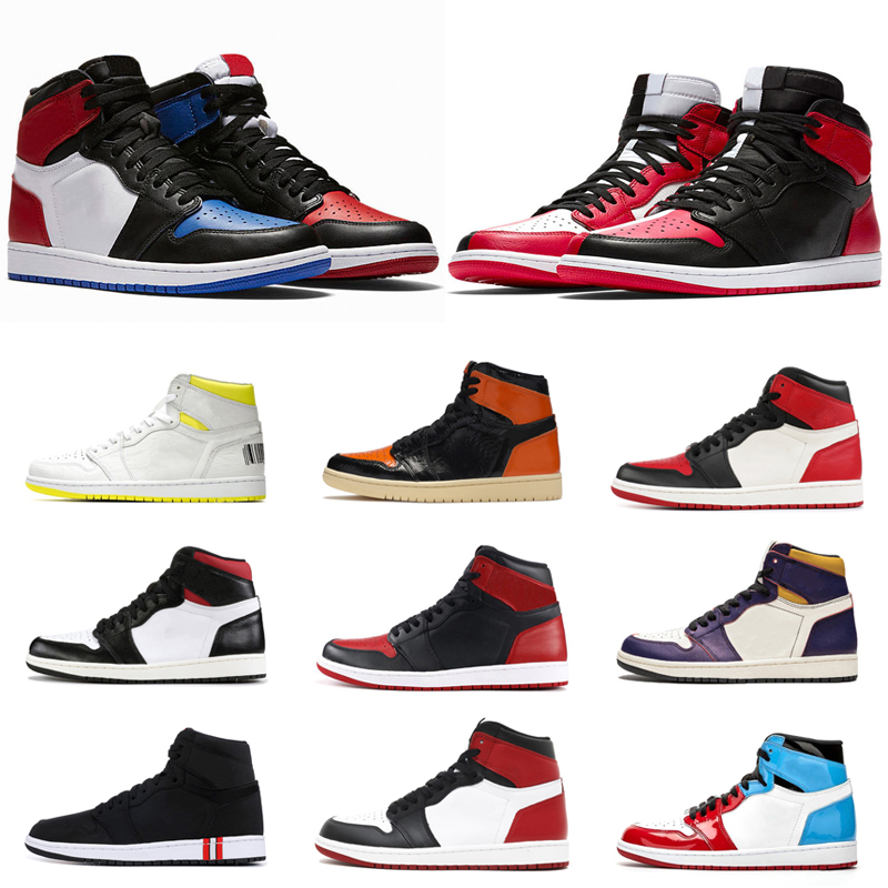 

Men 1s JUMPMAN 1 Basketball Shoes SHATTERED BACKBOARD Banned Bred Toe Shadow UNC Fearless Mens Trainer Fashion Sports Sneakers 7-13