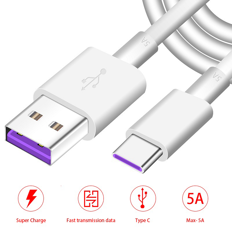 

30cm 5A Type C Cables for Huawei P30 P20 Mate20 10 Pro P10 Plus lite Type-C Supercharge Super Fast Charging Cable Charger Cord FREE SHIP, White