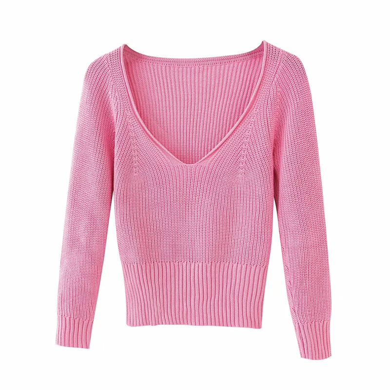 

ZXQJ women sweet pink knitted sweaters 2020 fashion ladies elegant short sweater vintage female cute knitwear girls chic tops
