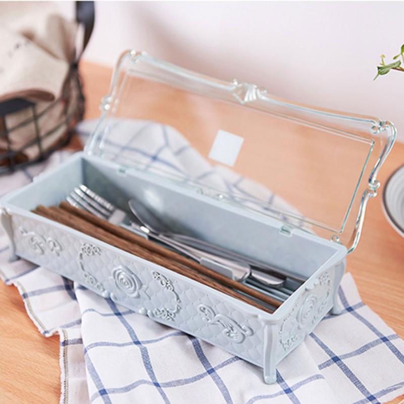 

Transparent chopsticks box with lid kitchen plastic chopsticks tubeware drain storage box Kitchen cage
