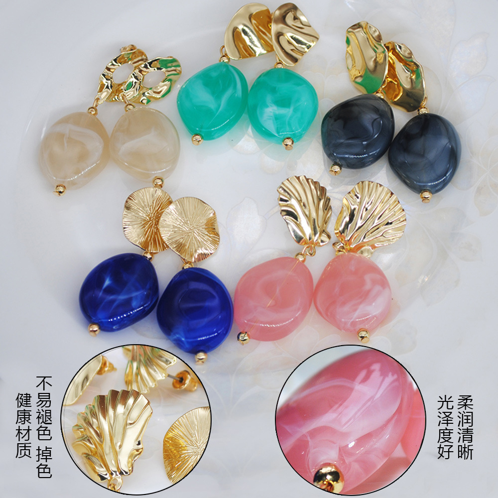 

Multi-Color acetic acid earring earrings geometric irregularity exaggerated acrylic metal earring
