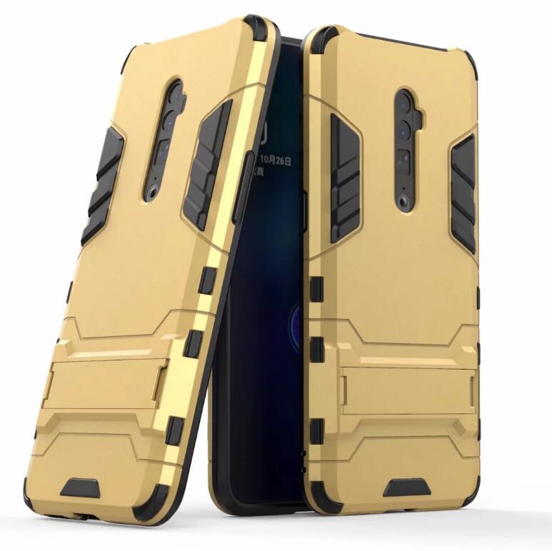 

For Oppo Reno 10x Case Quality Sticker Stand Rugged Combo Hybrid Armor Bracket Impact Holster Protective Cover For Oppo Reno 10x Zoom, Black