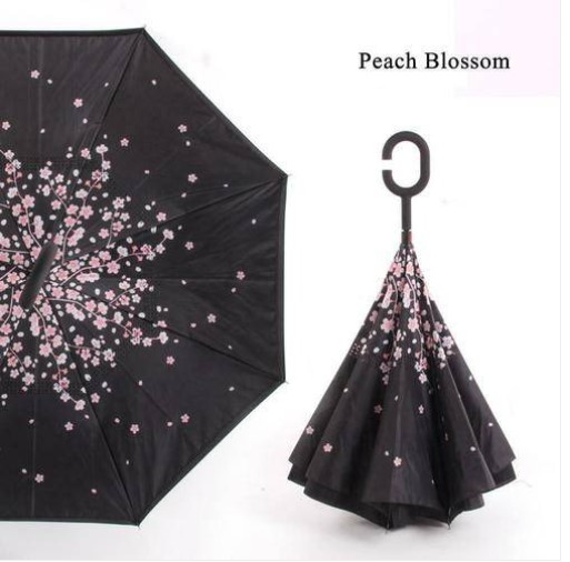 Free shipping wholesales Inverted Umbrella Windproof Reverse / Women UV Protection Upside Down C Handle-image-508215830