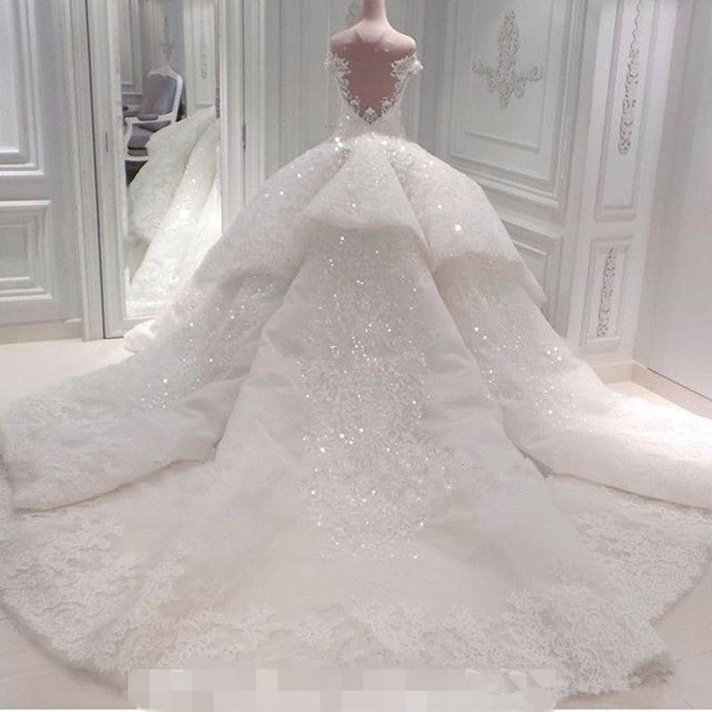 

2020 Vestido De Noiva Ball Gown Wedding Dresses Off The Shoulder Cathedral Train Lace Appliques Bridal Gown For Church Custom Made 84, Sage