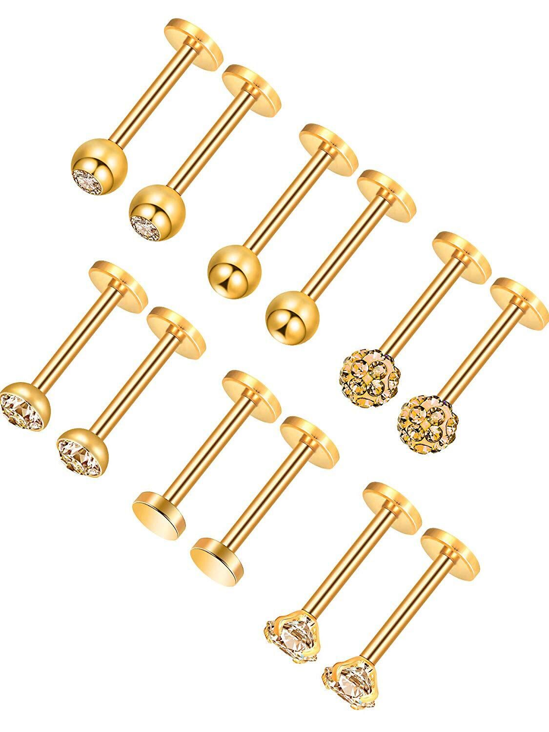 

316L Crystal Rhinestone Nose Ring /Ear Studs /Tongue nail labret Stainless Steel Body Piercing Jewelry Gifts 12pcslot