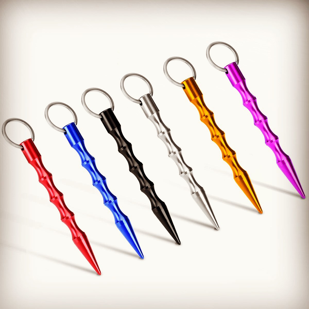 

Wholesale Solid Self-Defense Key Chain Aluminum Anti-Wolf Keychain Tool Include Keyring for Women Teens & Man Multicolor