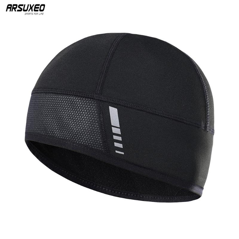 

ARSUXEO Cycling Caps Winter Men Thermal Fleece Windproof MTB Helmet Bike Caps headwear Sports Bicycle Running Skiing Hats PT06, Black