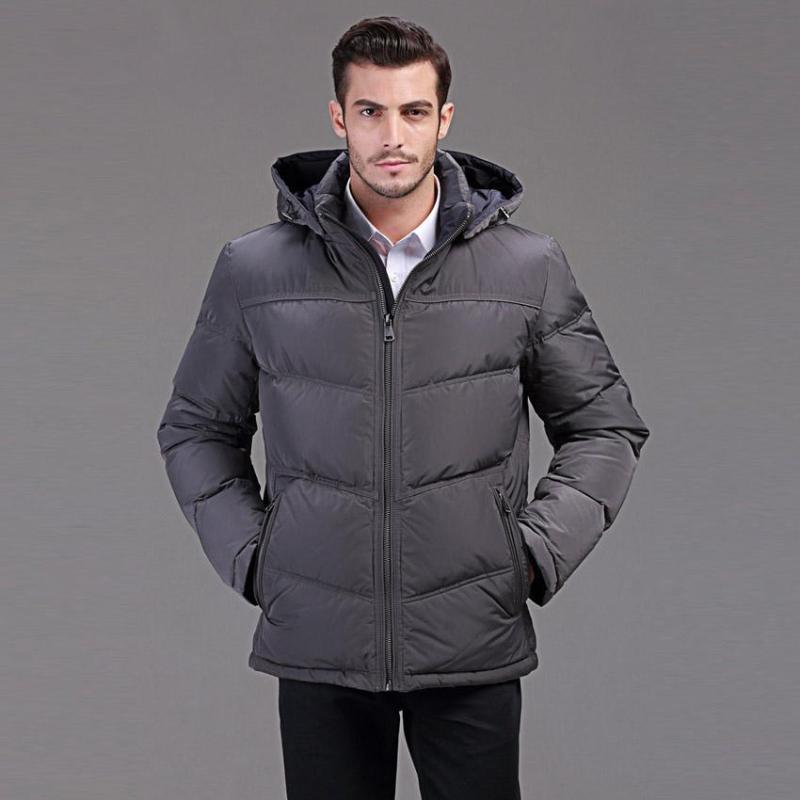 

Winter Down Jacket Men Short Design Business Casual With A Hooded Duck Down Jacket For Minus 40 Degrees Warm Coat 46 -54 Q136, Dark gray