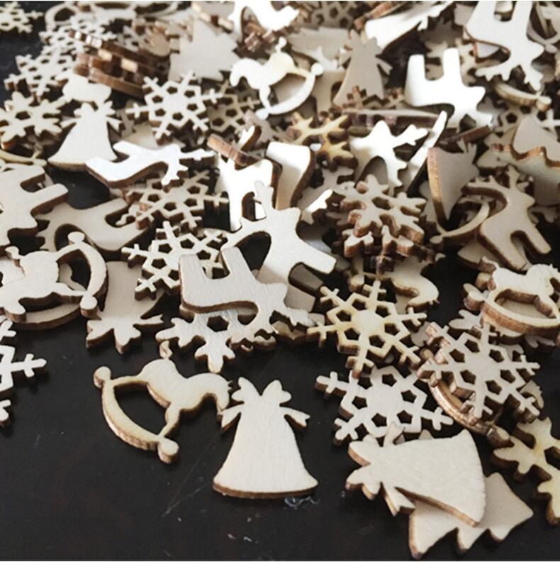 

Snowflake Star Santa Claus Boots Bells Christmas Tree Hanging Wooden Ornaments Christmas Decorations For Home