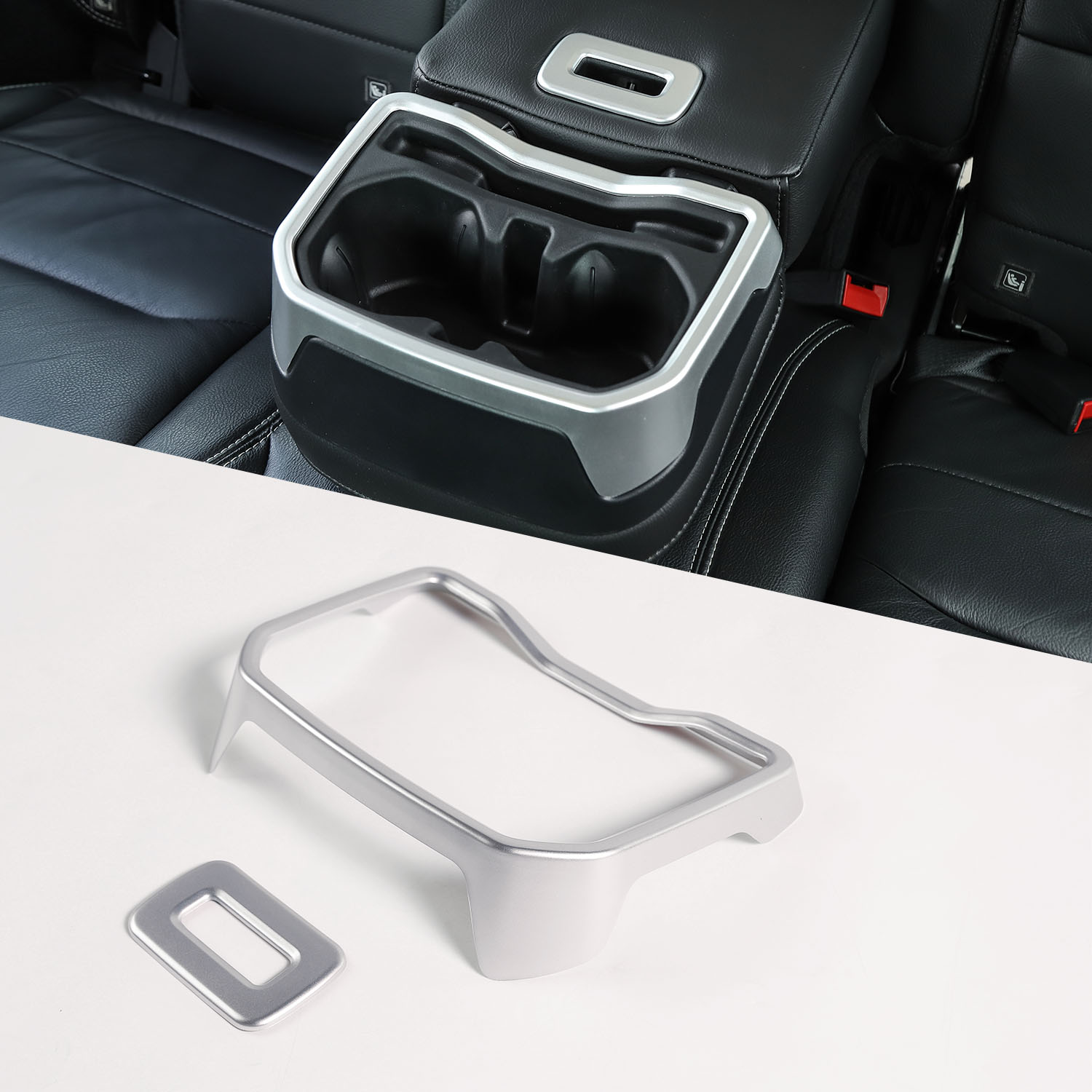 

Silver Water Cup Holder Cover Rear Seat Armrest Trim For Jeep Wrangler JL 2018+ Auto Interior Accessories