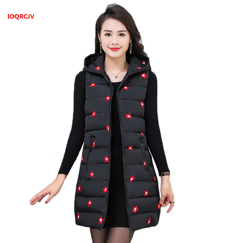 

Autumn Winter Warm Vest For Women 2020 Female Sleeveless Jacket Fashion Large Size Thick Hooded Long Vest Plus Size 5XL W1223, Black