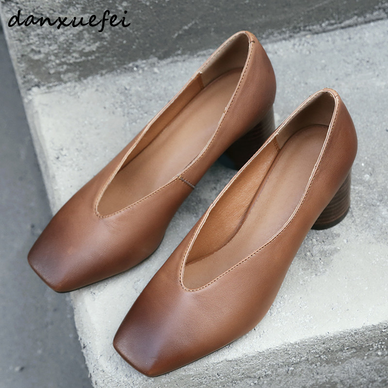 

Women's genuine leather pumps gradient toe spring new female footwear high heel pumps high quality shoes for women on sale