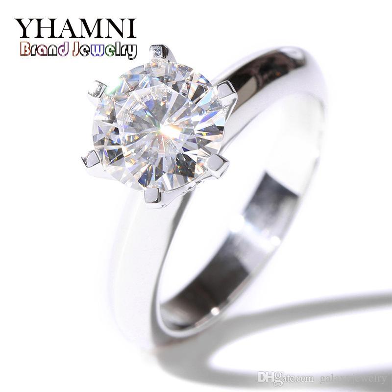 

YHAMNI Luxury Solid Silver Wedding Rings Brand Jewelry Top 7mm Diamond Ring 925 Sterling Silver Engagement Rings for Women 12121