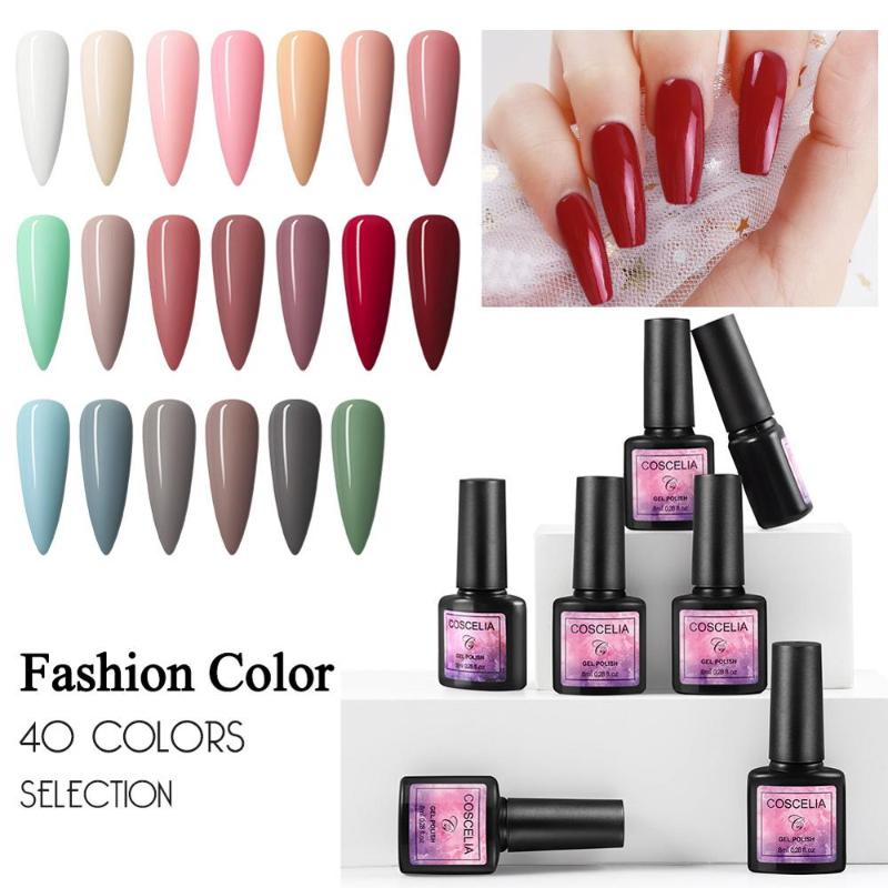 

COSCELIA Top Coat Color UV Gel Nail Polish Solid Color Semi Permanent Soak Off UV Gel Varnish DIY Nail Art Paint