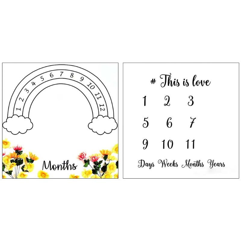 

Baby Monthly Milestone Month Growth Blanket Photography Background Props Photoshoot Supplies for Baby Shower Gifting