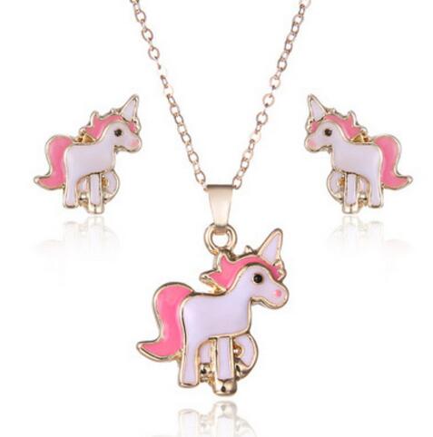Los niños joyas cadena niño unicornio arco iris plata grabado nombres caballo Unicorn