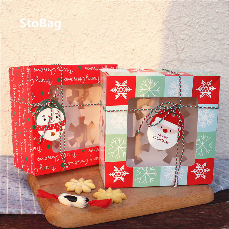

StoBag 10pcs Merry Christmas Cupcake Boxes Nougat Chocolate Cake Decorating Supplies Event & Party DIY Handmade Gift Package