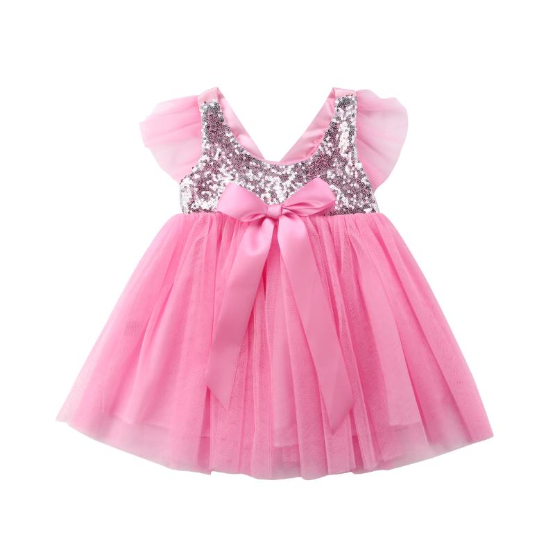 

Newborn Baby Kids Girl Princess Dress Flower Bow Fancy Party Tutu Birthday Wedding Pageant Bridesmaid Formal Dresses 1-3 years, Pink
