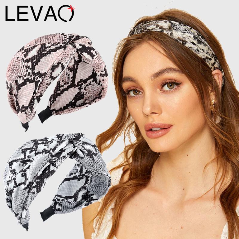 

LEVAO Retro Snake Print Headband Cross Knot Hairband for Women Wide Hair Hoop Bands Knotted Hairbands Bezel Hair Accessories