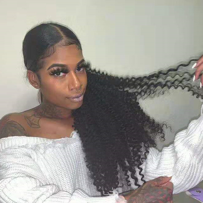 

ponytiail hair extension 18" Middium kinky curly Wrap Clip Drawstring Ponytail Human hair clips natural Hairpieces 1pieces 120g wholesale