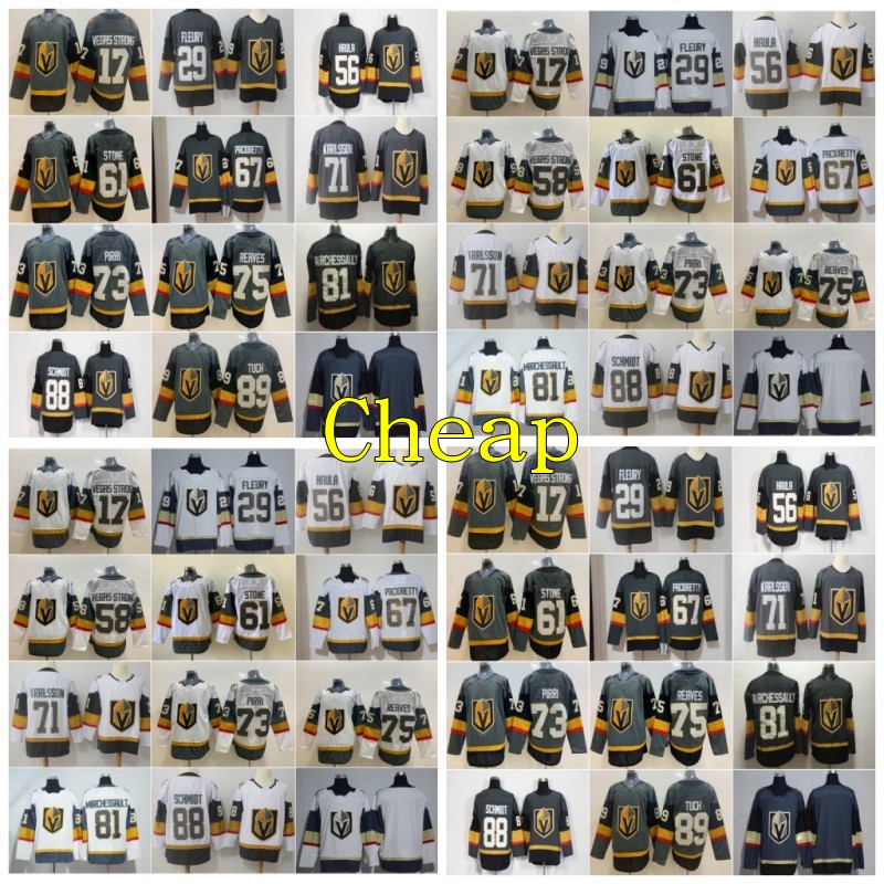 

2020 Vegas Golden Knights Hockey Jersey 29 Marc-Andre Fleury 61 Mark Stone 75 Ryan Reaves 71 William Karlsson 67 Max Pacioretty 58 strong, Black;red