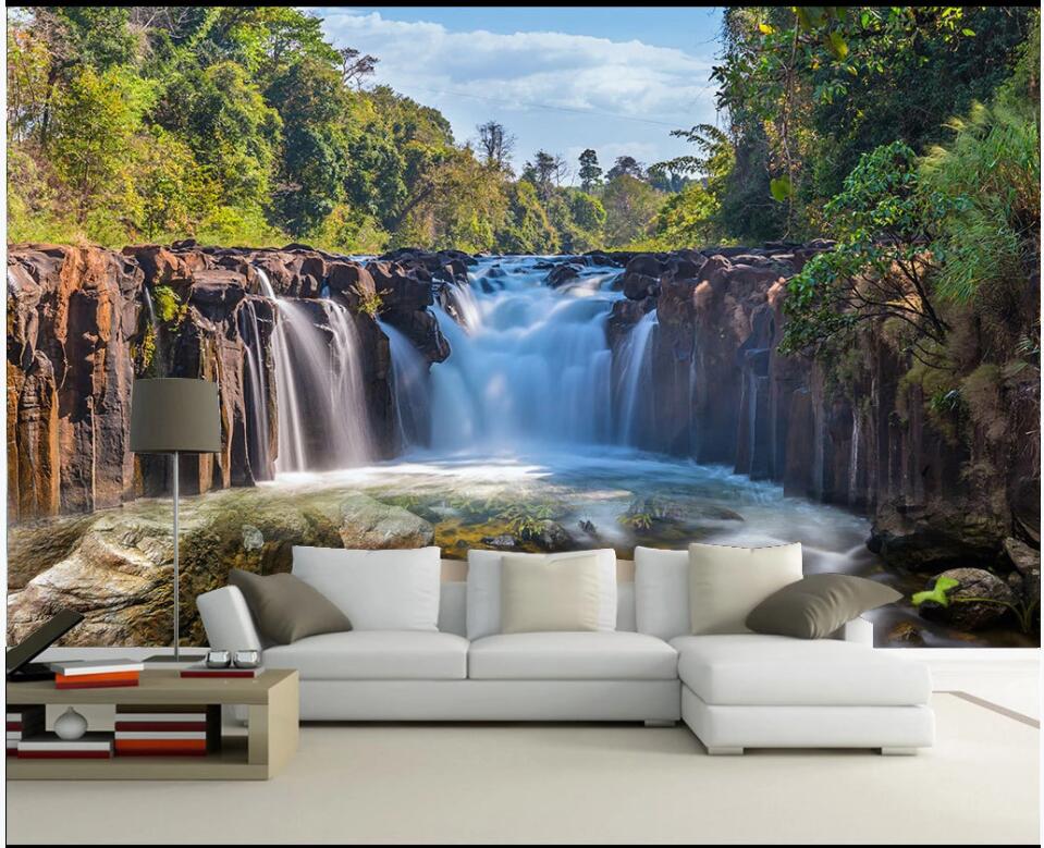 

WDBH 3d wallpaer custom photo mural Waterfall flowing natural scenery background home decor living room wallpaper for walls 3 d on the wall, Non-woven