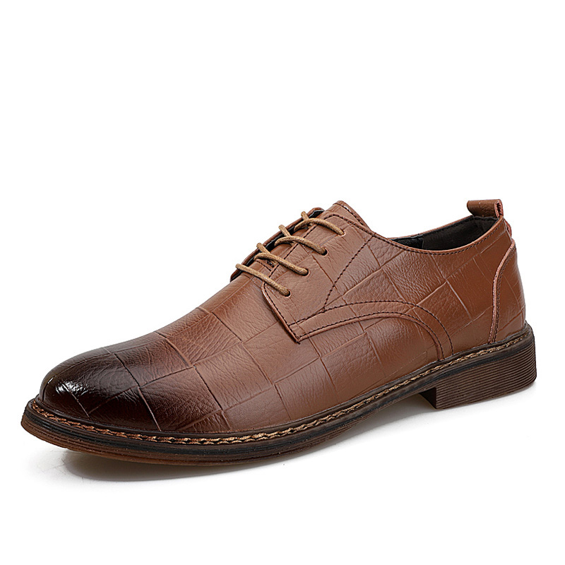 

fashion british style brogue men shoes casual cow leather man flats footwear driving shoes, Black