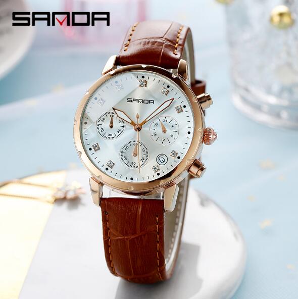 

Women's Korean watch with small three-pin diamond leisure waterproof belt watches