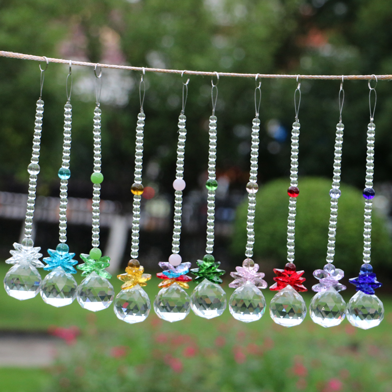 

10PCS Chakra Crystal Suncatcher Chandelier Ball Prisms Pendant Hanging Pendulum Prisms Window Ornament Home Decoration 30mm WQM148